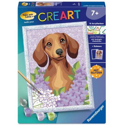 Ravensburger CreArt, Malen nach Zahlen Kinder - Dackel Lilac - Publicité Ravensburger CreArt, Malen nach Zahlen Kinder - Dackel Lilac - Publicité