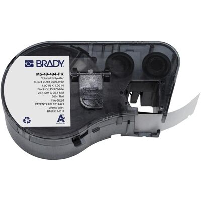 Brady, Rouleau d’étiquettes, M5-49-494-PK, polyester, noir sur rose/blanc, brillant, 25,40 x 25,40 mm, permanent (260 E) - Publicité Brady, Rouleau d’étiquettes, M5-49-494-PK, polyester, noir sur rose/blanc, brillant, 25,40 x 25,40 mm, permanent (260 E) - Publicité