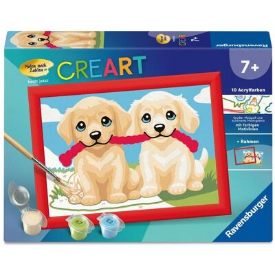 Ravensburger CreArt, Malen nach Zahlen Kinder - Spielende Hunde - Publicité Ravensburger CreArt, Malen nach Zahlen Kinder - Spielende Hunde - Publicité