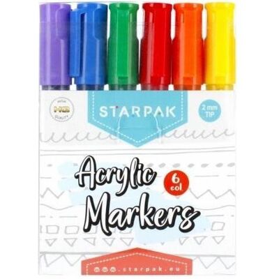 Ensemble de Marqueurs Acryliques StarPak - Multicolore, Pointe Ronde, 6 Pièces - Publicité Ensemble de Marqueurs Acryliques StarPak - Multicolore, Pointe Ronde, 6 Pièces - Publicité