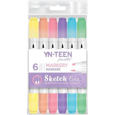 Interdruk, Marqueur, Marqueur Sketch Line Pastel 6 couleurs YN TEEN (6x) - Publicité Interdruk, Marqueur, Marqueur Sketch Line Pastel 6 couleurs YN TEEN (6x) - Publicité
