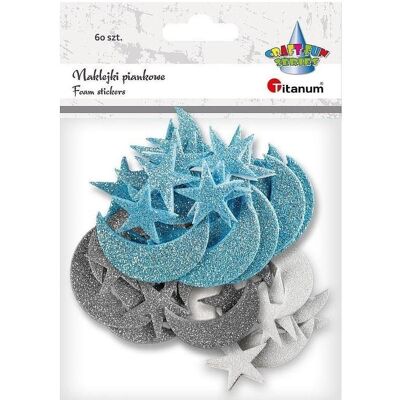 Titanum, Autocollants, Glitzerschaumaufkleber, Monde, Sterne, 60 Stk (60 Autocollants) - Publicité Titanum, Autocollants, Glitzerschaumaufkleber, Monde, Sterne, 60 Stk (60 Autocollants) - Publicité