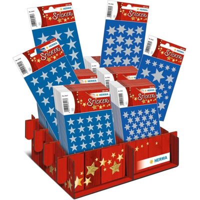 Herma, Autocollants, Stickers de Noël DECOR étoiles argentées, dans un présentoir avec impression de Noël, 6 Mo (6 Autocollants) - Publicité Herma, Autocollants, Stickers de Noël DECOR étoiles argentées, dans un présentoir avec impression de Noël, 6 Mo (6 Autocollants) - Publicité