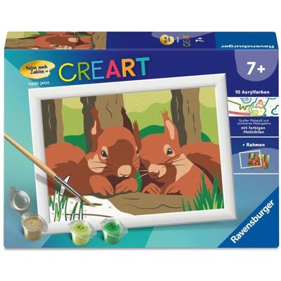 Ravensburger CreArt, Malen nach Zahlen Kinder - Kuschelnde Eichhörnchen - Publicité Ravensburger CreArt, Malen nach Zahlen Kinder - Kuschelnde Eichhörnchen - Publicité