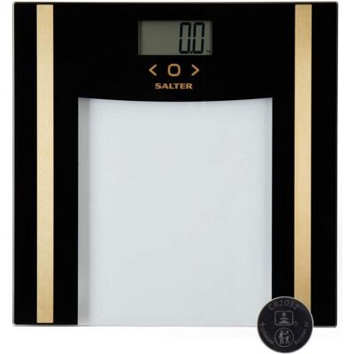 Salter, Pèse-personne, Scales SA00550BGCFAS Glass Analyser Bathroom Scale Black/Gold (150 kg) - Publicité Salter, Pèse-personne, Scales SA00550BGCFAS Glass Analyser Bathroom Scale Black/Gold (150 kg) - Publicité