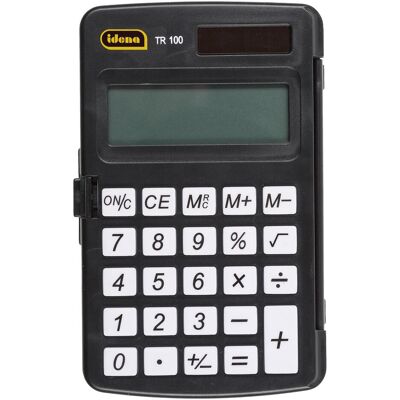 Idena, Calculatrice, Calculatrice de poche TR100 solaire noire écran 8 chiffres (Panneau solaire) - Publicité Idena, Calculatrice, Calculatrice de poche TR100 solaire noire écran 8 chiffres (Panneau solaire) - Publicité
