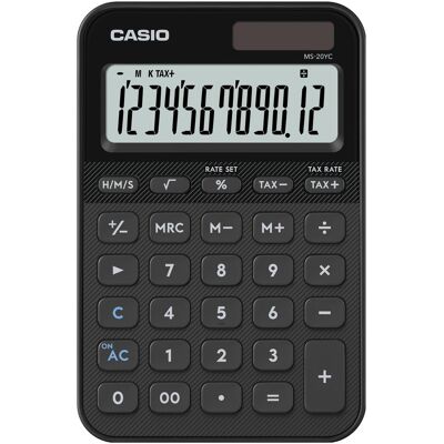 Casio Calculatrice, MS-20YC-BK schwarz (Fonctionnement sur piles, Panneau solaire) - Publicité Casio Calculatrice, MS-20YC-BK schwarz (Fonctionnement sur piles, Panneau solaire) - Publicité