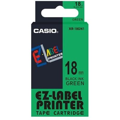 Casio Ruban d'étiquetage, XR-18GN1 Étiquettes autocollantes (1.80 cm, Noir, Vert) - Publicité Casio Ruban d'étiquetage, XR-18GN1 Étiquettes autocollantes (1.80 cm, Noir, Vert) - Publicité