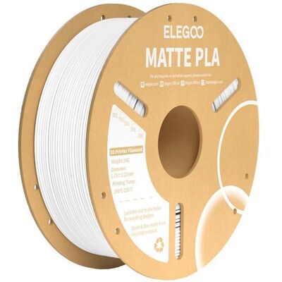 Filament PLA Mat ELEGOO - Blanc - 1 kg - Précis, Écologique - Publicité Filament PLA Mat ELEGOO - Blanc - 1 kg - Précis, Écologique - Publicité