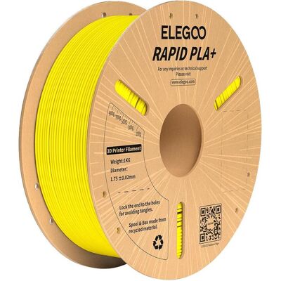 Elegoo RAPID PLA+ 1,75 mm JAUNE 1 kg (PLA+ LECTURE, 1000 g, 1.75 mm), Filament 3D, Jaune - Publicité Elegoo RAPID PLA+ 1,75 mm JAUNE 1 kg (PLA+ LECTURE, 1000 g, 1.75 mm), Filament 3D, Jaune - Publicité