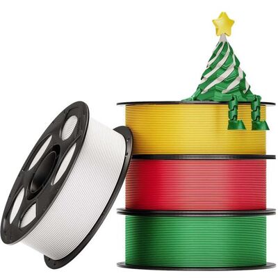 Anycubic Christmas PLA filament set (4 pcs). (PLA, 4000 g), Filament 3D, Or, Rouge, Vert, Blanc - Publicité Anycubic Christmas PLA filament set (4 pcs). (PLA, 4000 g), Filament 3D, Or, Rouge, Vert, Blanc - Publicité