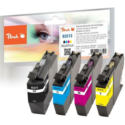 Peach, Cartouche d'impression, Combipakket, compatible avec Brother LC-3213VALP (C, CF, M, Y) - Publicité Peach, Cartouche d'impression, Combipakket, compatible avec Brother LC-3213VALP (C, CF, M, Y) - Publicité