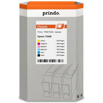 Prindo, Cartouche d'impression, compatible avec Epson T2428 ////Cyanhell/Pinkhell (C, CF, CL, LM, M, Y) - Publicité Prindo, Cartouche d'impression, compatible avec Epson T2428 ////Cyanhell/Pinkhell (C, CF, CL, LM, M, Y) - Publicité