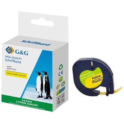 G&G, Ruban d'étiquetage, Ruban 15576 Compatible remplace DYMO 91222 Polyester Couleur du ruban : Hyper- (1.20 cm, Jaune, Noir) - Publicité G&G, Ruban d'étiquetage, Ruban 15576 Compatible remplace DYMO 91222 Polyester Couleur du ruban : Hyper- (1.20 cm, Jaune, Noir) - Publicité