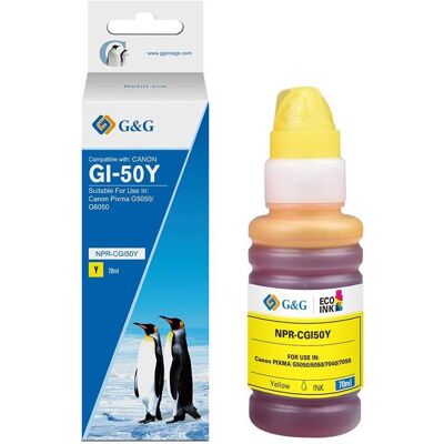 G&G, Cartouche d'impression, Nachfüllpatrone Canon GI-50 Y/3405C001 Gelb (70 ml) (Y) - Publicité G&G, Cartouche d'impression, Nachfüllpatrone Canon GI-50 Y/3405C001 Gelb (70 ml) (Y) - Publicité