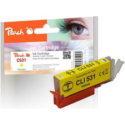 Peach, Cartouche d'impression, Cartouche Canon CLI-531, 6122B003 jaune compatible - Publicité Peach, Cartouche d'impression, Cartouche Canon CLI-531, 6122B003 jaune compatible - Publicité