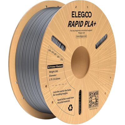 Elegoo RAPID PLA+ 1,75 mm ARGENT 1 kg (PLA, 1000 g, 1.75 mm), Filament 3D, Argent - Publicité Elegoo RAPID PLA+ 1,75 mm ARGENT 1 kg (PLA, 1000 g, 1.75 mm), Filament 3D, Argent - Publicité