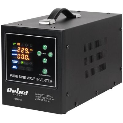 Rebel RB-4028 UPS - 1000VA/700W Sinus Pur - Alimentation Ininterrompue - Publicité Rebel RB-4028 UPS - 1000VA/700W Sinus Pur - Alimentation Ininterrompue - Publicité