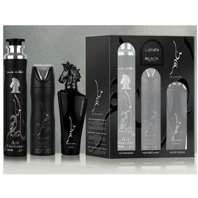 Lattafa, Set cadeau beauté, Maahir Black (Coffret de parfum) - Publicité Lattafa, Set cadeau beauté, Maahir Black (Coffret de parfum) - Publicité