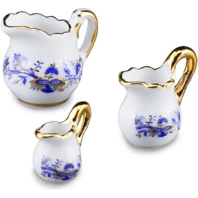 Reutter, Miniatures, 001.450/5 - Pots à lait "Oignon bleu", miniature - Publicité Reutter, Miniatures, 001.450/5 - Pots à lait "Oignon bleu", miniature - Publicité