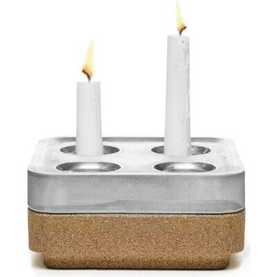 Born in Sweden, Bougeoir, Geschenkset Fyran: Kerzenständer & Korkschale aus recyceltem Aluminium - Publicité Born in Sweden, Bougeoir, Geschenkset Fyran: Kerzenständer & Korkschale aus recyceltem Aluminium - Publicité