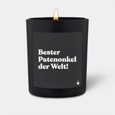Chatty Candles, Bougie parfumée, Bougie Parfumée Noir Fleuri "Meilleur Parrain du Monde ! - Publicité Chatty Candles, Bougie parfumée, Bougie Parfumée Noir Fleuri "Meilleur Parrain du Monde ! - Publicité