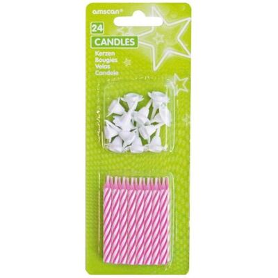 Magni Bougies roses rayées 25 pièces (25 pcs) - Publicité Magni Bougies roses rayées 25 pièces (25 pcs) - Publicité