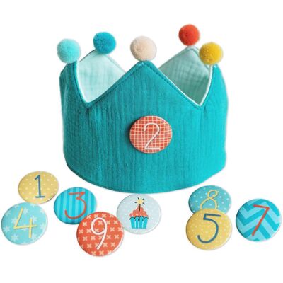 Papierdrachen Couronne d'anniversaire en mousseline - Turquoise - Lot de 14 (1 pcs) - Publicité Papierdrachen Couronne d'anniversaire en mousseline - Turquoise - Lot de 14 (1 pcs) - Publicité