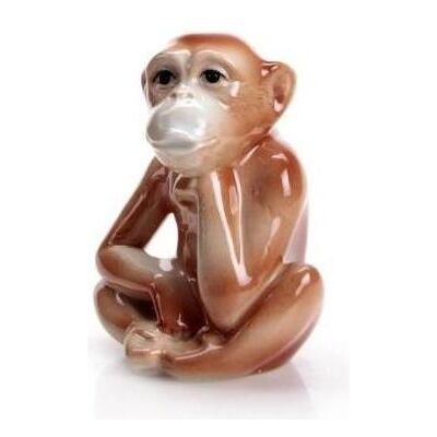 Wagner, Figurines et sculptures décoratives, 682/40 - Singe en porcelaine, 11 cm, laqué brun - Publicité Wagner, Figurines et sculptures décoratives, 682/40 - Singe en porcelaine, 11 cm, laqué brun - Publicité