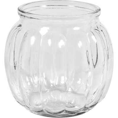 Rayher, Vase, Vase en verre avec rainures, Ø 12 cm, hauteur 11 cm (0.70 l) - Publicité Rayher, Vase, Vase en verre avec rainures, Ø 12 cm, hauteur 11 cm (0.70 l) - Publicité