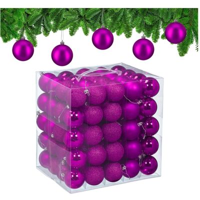 Relaxdays, Décorations de sapin de Noël, - Weihnachtskugeln im 100er Set, Pink/ Silber, 7 x 6 cm (100x) - Publicité Relaxdays, Décorations de sapin de Noël, - Weihnachtskugeln im 100er Set, Pink/ Silber, 7 x 6 cm (100x) - Publicité