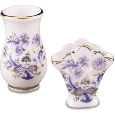 Reutter, Miniatures, 001.378/5 - Vase éventail et de fond "Oignon Or", miniature - Publicité Reutter, Miniatures, 001.378/5 - Vase éventail et de fond "Oignon Or", miniature - Publicité