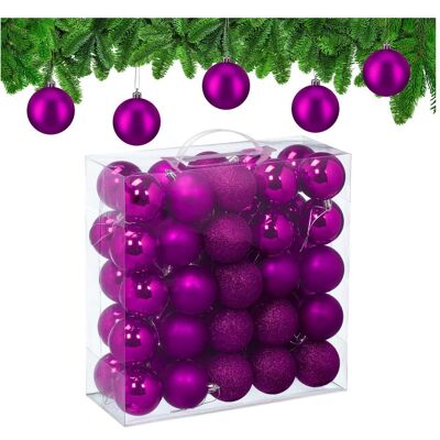 Relaxdays, Décorations de sapin de Noël, - Weihnachtskugeln im 50er Set, Pink/ Silber, 7 x 6 cm (50x) - Publicité Relaxdays, Décorations de sapin de Noël, - Weihnachtskugeln im 50er Set, Pink/ Silber, 7 x 6 cm (50x) - Publicité