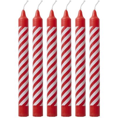 Rice, Bougie, - Candles with Candy Stripes - Red and White - Small (12 pcs) - Publicité Rice, Bougie, - Candles with Candy Stripes - Red and White - Small (12 pcs) - Publicité