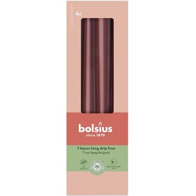 Bolsius, Bougie, Bougies pointues, set de 4 25x2,5cm bordeaux (4 pcs) - Publicité Bolsius, Bougie, Bougies pointues, set de 4 25x2,5cm bordeaux (4 pcs) - Publicité