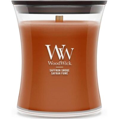 WoodWick, Bougie parfumée, Saffron Smoke medium Jar - Publicité WoodWick, Bougie parfumée, Saffron Smoke medium Jar - Publicité