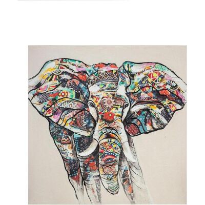 Gilde - Art mural d'éléphant - Coloré et Expressif - 100x100cm - Décoration Murale - Publicité Gilde - Art mural d'éléphant - Coloré et Expressif - 100x100cm - Décoration Murale - Publicité
