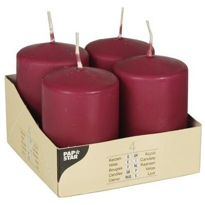 Papstar, Bougie, 10495 Bougie de cire Cylindre Bordeaux (e) (4 pcs) - Publicité Papstar, Bougie, 10495 Bougie de cire Cylindre Bordeaux (e) (4 pcs) - Publicité