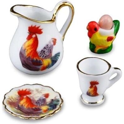 Reutter, Miniatures, 001.494/5 - Set de petit déjeuner "Rooster", miniature - Publicité Reutter, Miniatures, 001.494/5 - Set de petit déjeuner "Rooster", miniature - Publicité