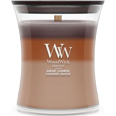 WoodWick, Bougie parfumée, Radiant Cashmere Trilogy medium Jar (283 g) - Publicité WoodWick, Bougie parfumée, Radiant Cashmere Trilogy medium Jar (283 g) - Publicité