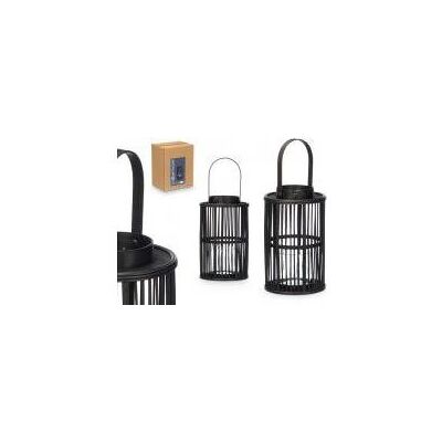 Giftdecor, Lanterne, schwarzer Bambus Laterne Medium Kerze - Publicité Giftdecor, Lanterne, schwarzer Bambus Laterne Medium Kerze - Publicité