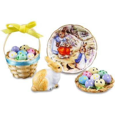 Reutter, Miniatures, 001.321/6 - Lapin de Pâques avec oeufs, miniature - Publicité Reutter, Miniatures, 001.321/6 - Lapin de Pâques avec oeufs, miniature - Publicité