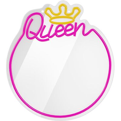 Forever Light, Miroir, Miroir néon LED QUEEN blanc chaud rose FMNE04 (1.80 x 36 cm) - Publicité Forever Light, Miroir, Miroir néon LED QUEEN blanc chaud rose FMNE04 (1.80 x 36 cm) - Publicité