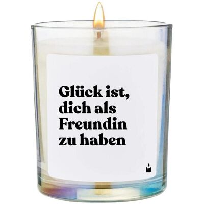 Chatty Candles, Bougie parfumée, Bougie parfumée Flowery Le bonheur, c'est de vous avoir comme amie - Publicité Chatty Candles, Bougie parfumée, Bougie parfumée Flowery Le bonheur, c'est de vous avoir comme amie - Publicité
