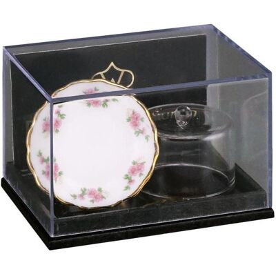 Reutter, Miniatures, Plateau à gâteaux avec dôme en verre, Lisa - Publicité Reutter, Miniatures, Plateau à gâteaux avec dôme en verre, Lisa - Publicité