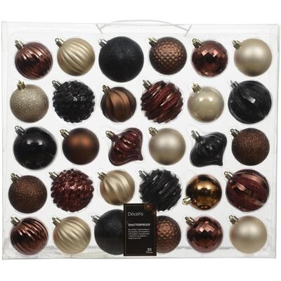 Kaemingk, Décorations de sapin de Noël, Christbaumkugeln - 30 Stück - Kunststoff - ø ca. 7 cm - schwarz/braun/creme (30x) - Publicité Kaemingk, Décorations de sapin de Noël, Christbaumkugeln - 30 Stück - Kunststoff - ø ca. 7 cm - schwarz/braun/creme (30x) - Publicité