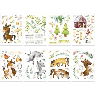 Papierdrachen, Autocollant mural, Autocollants muraux - Chevaux - Set 8 (22 x 30 cm) - Publicité Papierdrachen, Autocollant mural, Autocollants muraux - Chevaux - Set 8 (22 x 30 cm) - Publicité