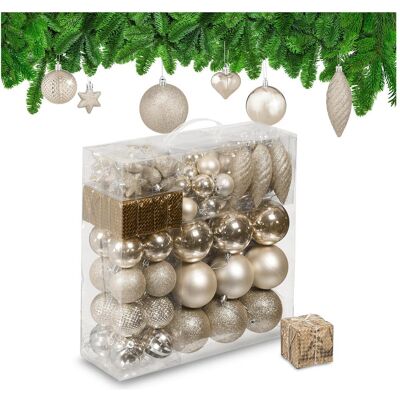 Relaxdays, Décorations de sapin de Noël, 110x boules-de-Noël (110x) - Publicité Relaxdays, Décorations de sapin de Noël, 110x boules-de-Noël (110x) - Publicité