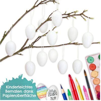 Papierdrachen, Déco de Pâques, Oeufs de Pâques en papier mâché - Blanc (12x) - Publicité Papierdrachen, Déco de Pâques, Oeufs de Pâques en papier mâché - Blanc (12x) - Publicité