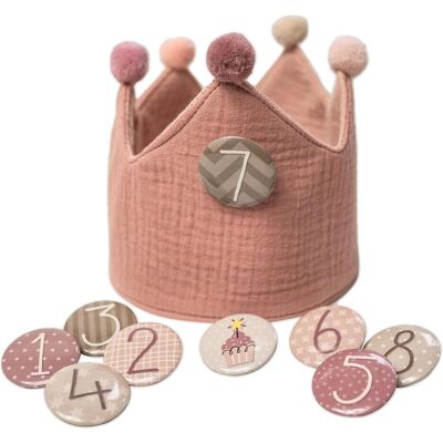 Papierdrachen Couronne d'anniversaire mousseline - rose - Set 15 (1 pcs) - Publicité Papierdrachen Couronne d'anniversaire mousseline - rose - Set 15 (1 pcs) - Publicité